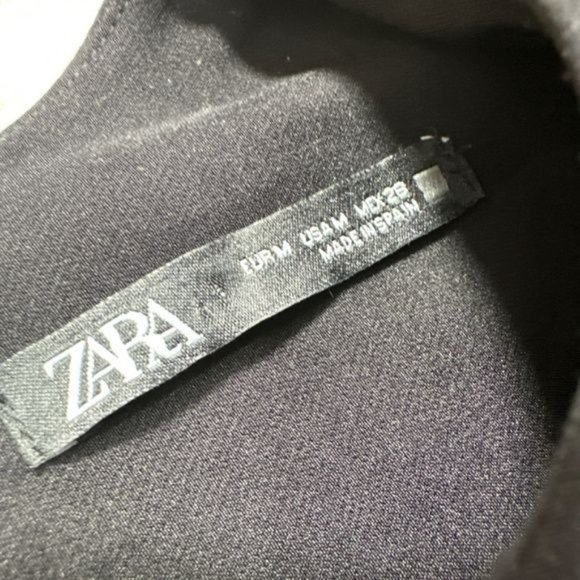 RELISTED  Zara Black Shoulder Pad Tank Dress Sleeveless Loose Dress - Picture 6 of 8